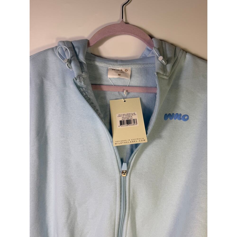 Wilo The Label Wellness Club Crop Zip Hoodie Blue Women’s Size M - Picture 5 of 8